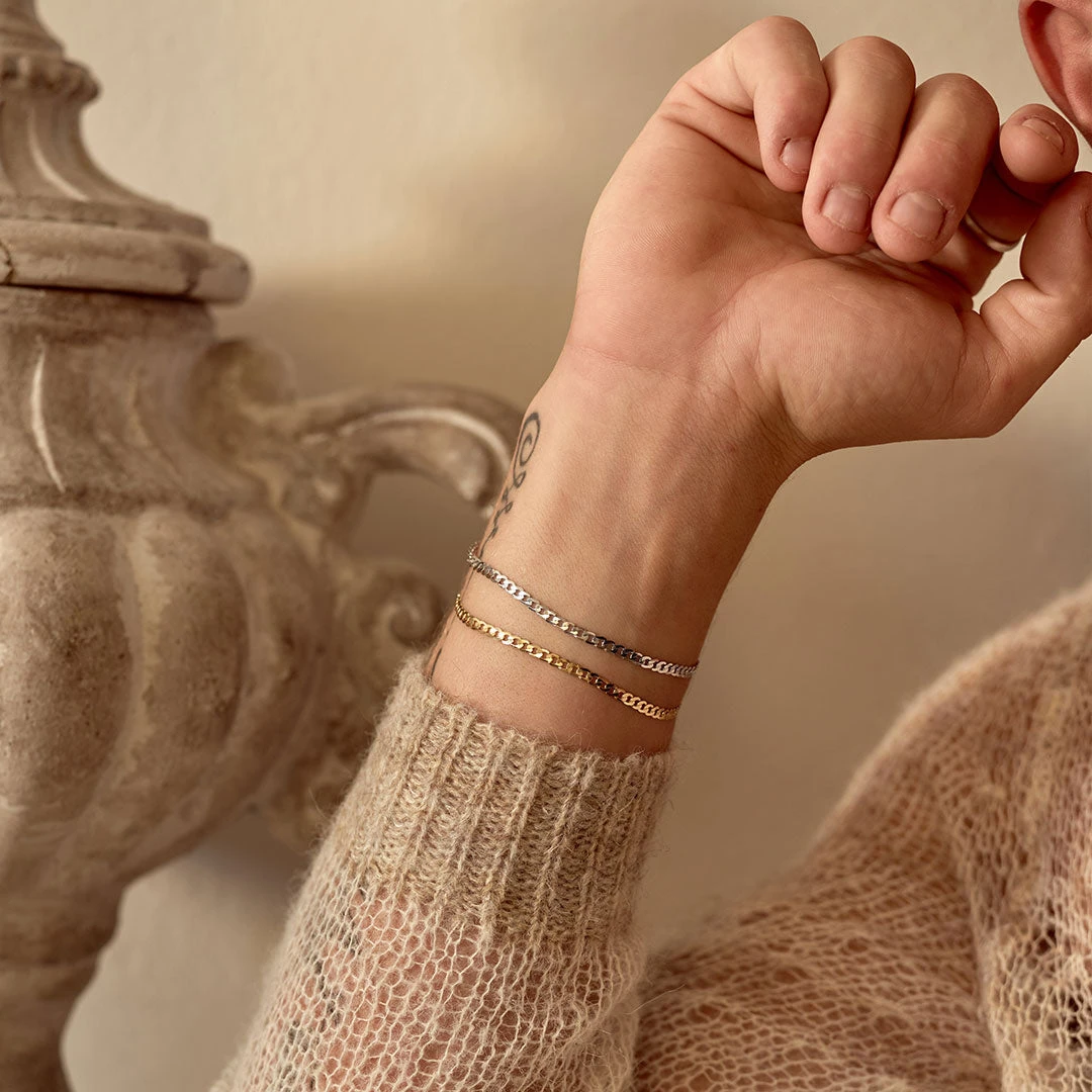 Silver Flat Cuban Chain Bracelet 9 Silver Flat Cuban Chain Bracelet - Image 7