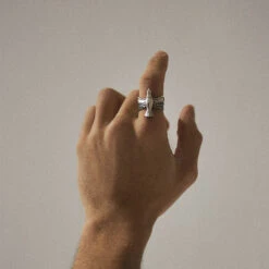 Silver Dove Ring -Serge DeNimes Jewelry Shop Dove Ring Model Shot