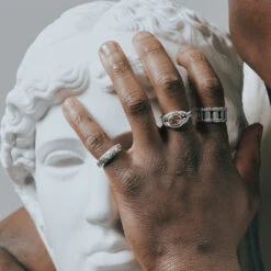 Silver Frieze Ring 16 Silver Frieze Ring -Serge DeNimes Jewelry Shop Frieze Ring Model Shot