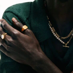 Gold Brushed Cushion Ring -Serge DeNimes Jewelry Shop Gold Brushed Cushion Ring