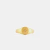 Gold Diamond Signet Ring -Serge DeNimes Jewelry Shop Gold Brushed Diamond Signet Ring Product Shot 2 Grey