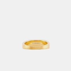 Gold Brushed Rectangle Ring -Serge DeNimes Jewelry Shop Gold Brushed Rectangle Ring Product Shot 4 Grey