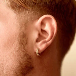 Gold Cable Hoop Earring 17 Gold Cable Hoop Earring -Serge DeNimes Jewelry Shop Gold Cable Hoop Earring