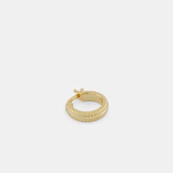 Gold Cable Hoop Earring 13 Gold Cable Hoop Earring -Serge DeNimes Jewelry Shop Gold Cable Hoop Earring Grey 1
