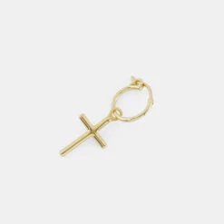 Gold Cross Earring -Serge DeNimes Jewelry Shop Gold Cross Earring New Hoop Product Shot 3 Grey