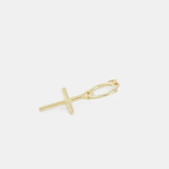 Gold Cross Earring -Serge DeNimes Jewelry Shop Gold Cross Earring New Hoop Product Shot 4 Grey