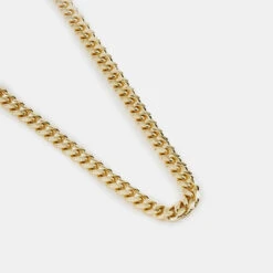 Gold 5mm Curb Chain 16 Gold 5mm Curb Chain -Serge DeNimes Jewelry Shop Gold Curb Necklace Product Shot 3 Grey