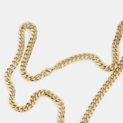 Gold 5mm Curb Chain 17 Gold 5mm Curb Chain -Serge DeNimes Jewelry Shop Gold Curb Necklace Product Shot 4 Grey