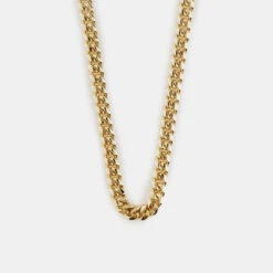 Gold 5mm Curb Chain 14 Gold 5mm Curb Chain -Serge DeNimes Jewelry Shop Gold Curb Necklace Product Shot Grey