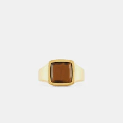 Gold Cushion Tigers Eye Ring 12 Gold Cushion Tigers Eye Ring -Serge DeNimes Jewelry Shop Gold Cushion Tigers Eye Ring Product Shot 2 Grey 1