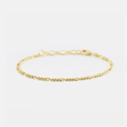 Gold Figaro Bracelet -Serge DeNimes Jewelry Shop Gold Figaro Bracelet Product Shot Grey