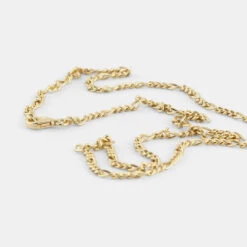 Gold Figaro Necklace 16 Gold Figaro Necklace -Serge DeNimes Jewelry Shop Gold Figaro Necklace Product Shot 4 Grey