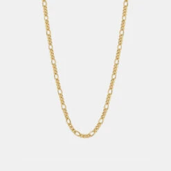 Gold Figaro Necklace 14 Gold Figaro Necklace -Serge DeNimes Jewelry Shop Gold Figaro Necklace Product Shot Grey