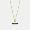 Gold Malachite T-Bar Necklace 1 Gold Malachite T-Bar Necklace -Serge DeNimes Jewelry Shop Gold Malachite T Bar Necklace Product Shot 2 Grey