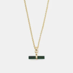Gold Malachite T-Bar Necklace -Serge DeNimes Jewelry Shop Gold Malachite T Bar Necklace Product Shot 2 Grey 0f493405 c2ae 4403 856b d05bef46cf1c