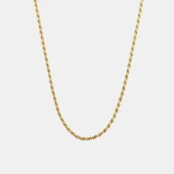 Gold Rope Neckace 14 Gold Rope Neckace -Serge DeNimes Jewelry Shop Gold Rope Necklace Product Shot Grey