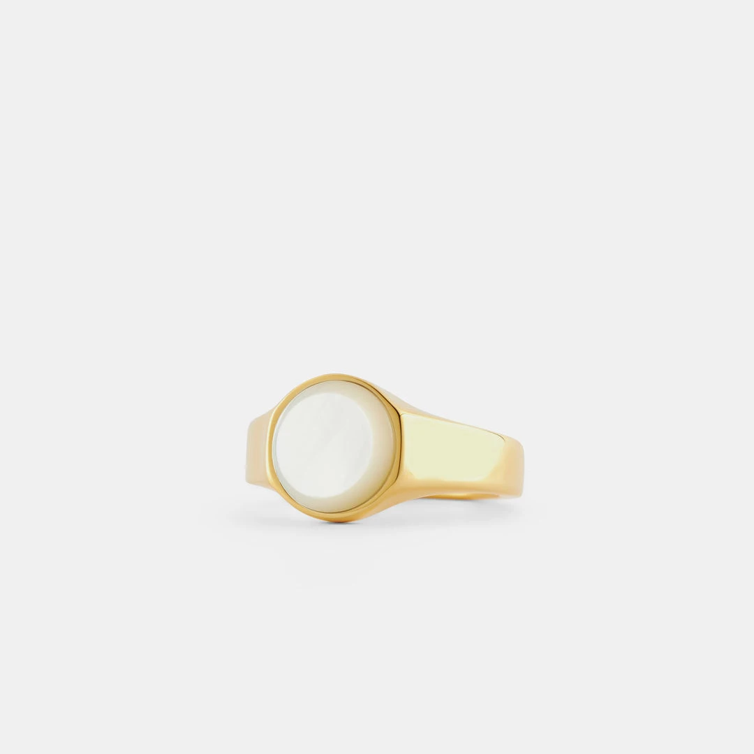 Gold Round Mother Of Pearl Ring 8 Gold Round Mother Of Pearl Ring - Image 6