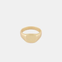 Gold Signet Ring 13 Gold Signet Ring -Serge DeNimes Jewelry Shop Gold Signet Ring Product Shot Tilt Grey