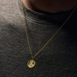 Gold St Christopher Necklace -Serge DeNimes Jewelry Shop Gold St Christopher Necklace