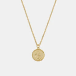 Gold St Christopher Necklace -Serge DeNimes Jewelry Shop Gold St Christopher Necklace Grey 1
