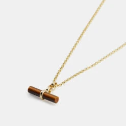 Gold Tigers Eye T-Bar Necklace 12 Gold Tigers Eye T-Bar Necklace -Serge DeNimes Jewelry Shop Gold Tigers Eye T Bar Necklace Product Shot Grey 91bcc80a 1764 44d4 b3db 76fde60355f0