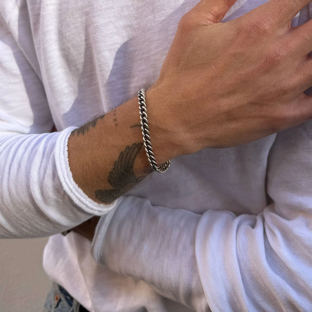 Silver 6mm Curb Bracelet 7 Silver 6mm Curb Bracelet - Image 6