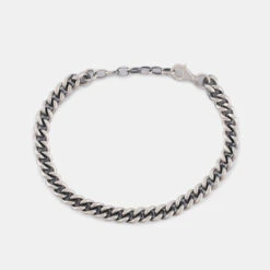 Silver 6mm Curb Bracelet 11 Silver 6mm Curb Bracelet -Serge DeNimes Jewelry Shop Silver 6mm Curb Bracelet Product Shot 2 Grey