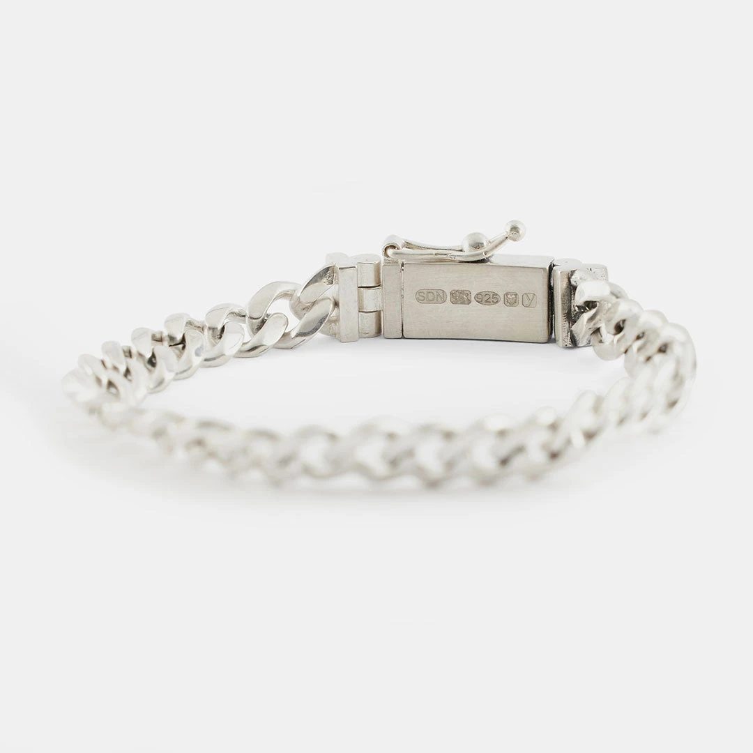 Silver 8mm Curb Bracelet 4 Silver 8mm Curb Bracelet - Image 2