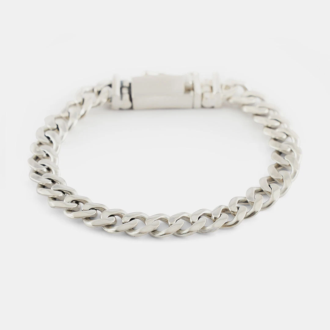 Silver 8mm Curb Bracelet 8 Silver 8mm Curb Bracelet - Image 6