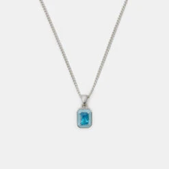 Silver Blue Blush Necklace 14 Silver Blue Blush Necklace -Serge DeNimes Jewelry Shop Silver Blue Blush Necklace Product Shot Grey