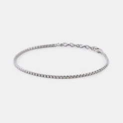 Silver Box Chain Bracelet 17 Silver Box Chain Bracelet -Serge DeNimes Jewelry Shop Silver Box Chain Bracelet Product Shot 3 Grey