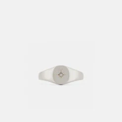 Silver Diamond Signet Ring
