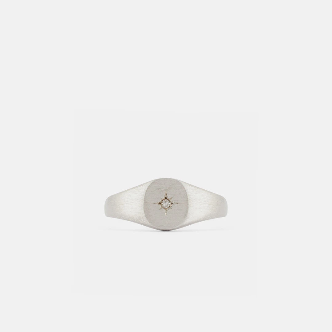 Silver Diamond Signet Ring 3 Silver Diamond Signet Ring
