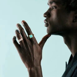 Gold Cushion Turquoise Ring -Serge DeNimes Jewelry Shop Silver Brushed Rectangle Ring Gold Cushion Turquoise Ring 1d164e1b 0863 42cd 9172 6cb06a395a48