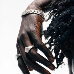 Silver Brushed Rhombus Ring -Serge DeNimes Jewelry Shop Silver Brushed Rhombus Ring2