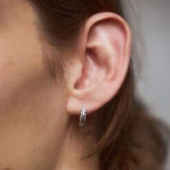 Silver Cable Hoop Earring 17 Silver Cable Hoop Earring -Serge DeNimes Jewelry Shop Silver Cable Hoop Earring