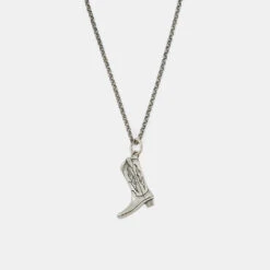 Silver Cowboy Boot Necklace -Serge DeNimes Jewelry Shop Silver Cowboy Boot Necklace Grey 1