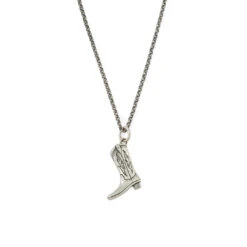 Silver Cowboy Boot Necklace