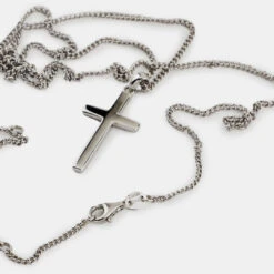 Silver Cross Necklace -Serge DeNimes Jewelry Shop Silver Cross Necklace Product Shot 4 Grey