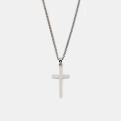 Silver Cross Necklace -Serge DeNimes Jewelry Shop Silver Cross Necklace Product Shot Grey