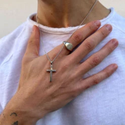 Silver Cross Signet Ring -Serge DeNimes Jewelry Shop Silver Cross Signet Ring Model Shot 972114ff 5c72 41cc b9a8 924154c545ba