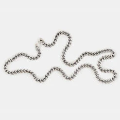 Silver 5mm Curb Chain 14 Silver 5mm Curb Chain -Serge DeNimes Jewelry Shop Silver Curb Necklace Product Shot 2 Grey