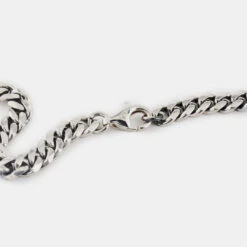 Silver 5mm Curb Chain 16 Silver 5mm Curb Chain -Serge DeNimes Jewelry Shop Silver Curb Necklace Product Shot 4 Grey