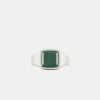 Silver Cushion Malachite Ring -Serge DeNimes Jewelry Shop Silver Cushion Malachite Ring Product Shot 2 Grey
