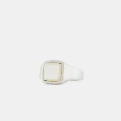 Silver Cushion Mother Of Pearl Ring -Serge DeNimes Jewelry Shop Silver Cushion Mother of Pearl Ring Product Shot Grey
