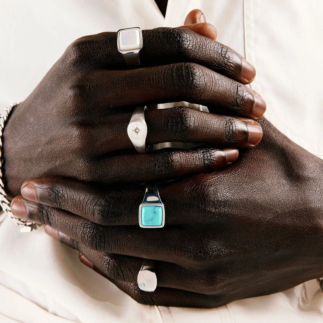 Silver Cushion Turquoise Ring 7 Silver Cushion Turquoise Ring - Image 5