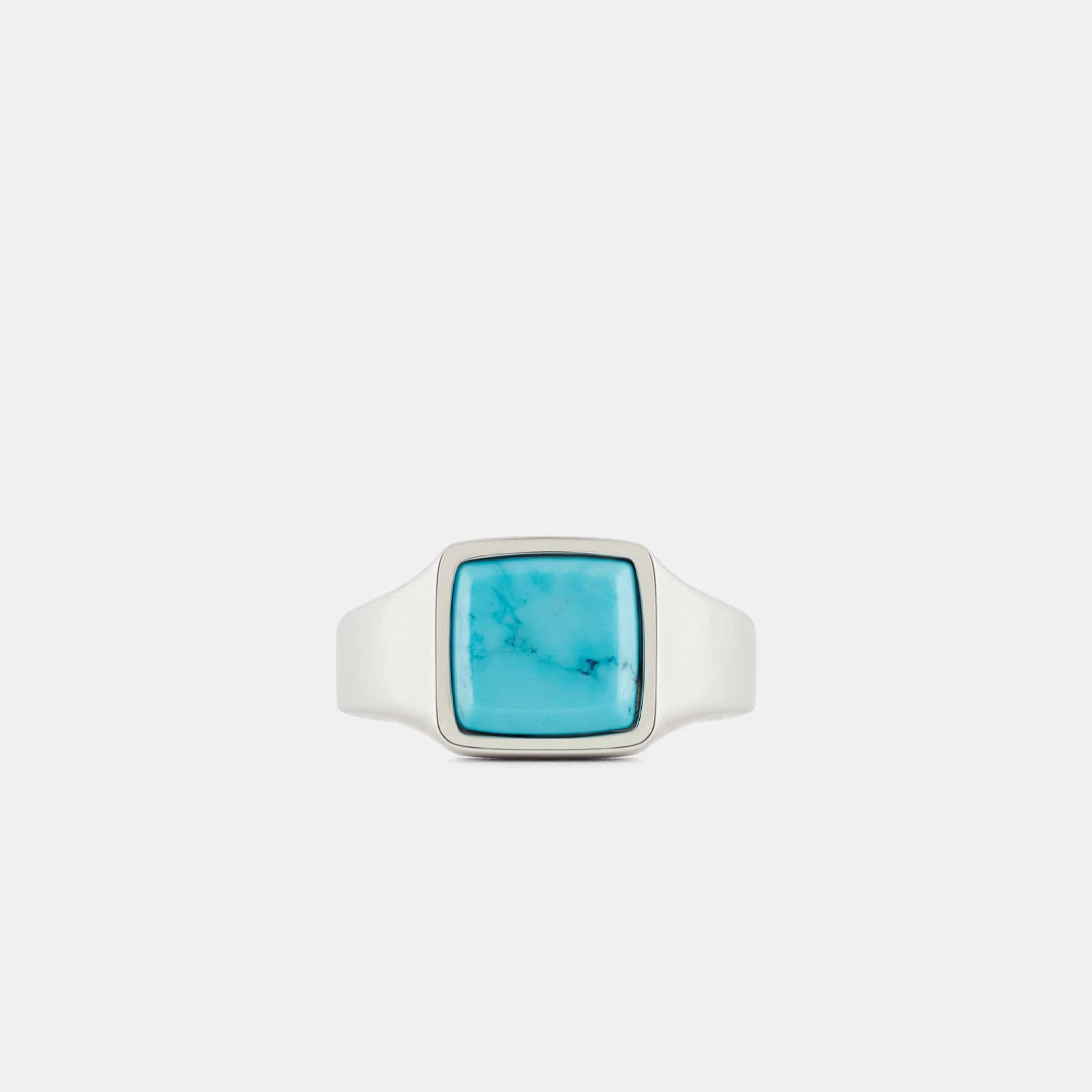 Silver Cushion Turquoise Ring 3 Silver Cushion Turquoise Ring