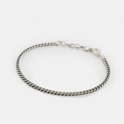 Silver 3.5mm Curb Bracelet -Serge DeNimes Jewelry Shop Silver Diamond Cut Bracelet Product Shot Grey 2