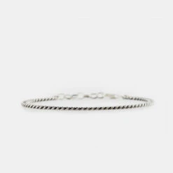 Silver 3.5mm Curb Bracelet -Serge DeNimes Jewelry Shop Silver Diamond Cut Bracelet Product Shot Grey 3