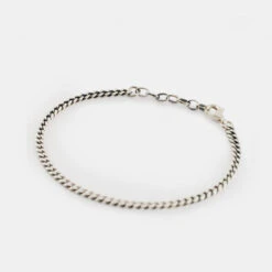 Silver 3.5mm Curb Bracelet -Serge DeNimes Jewelry Shop Silver Diamond Cut Bracelet Product Shot Grey 4
